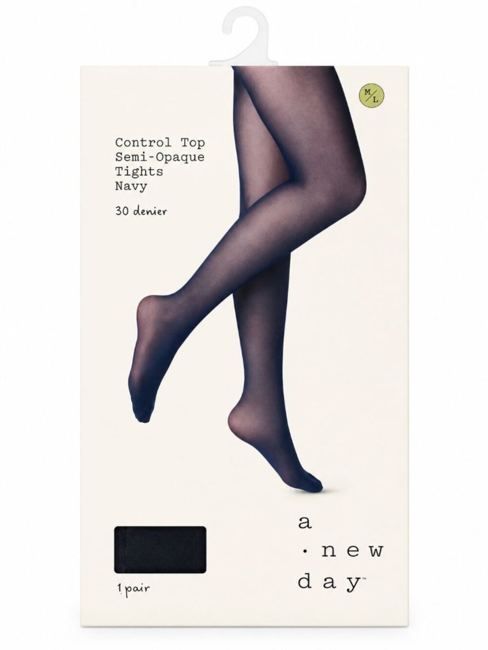 A New Day Medium/Large  Opaque Tights Navy 50 Denier New